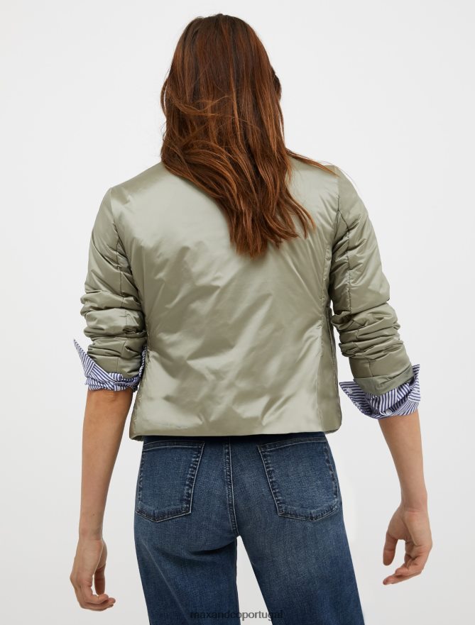 vestuário ponto MAX&Co. mulheres jaqueta cropped acolchoada verde sálvia B40R64911