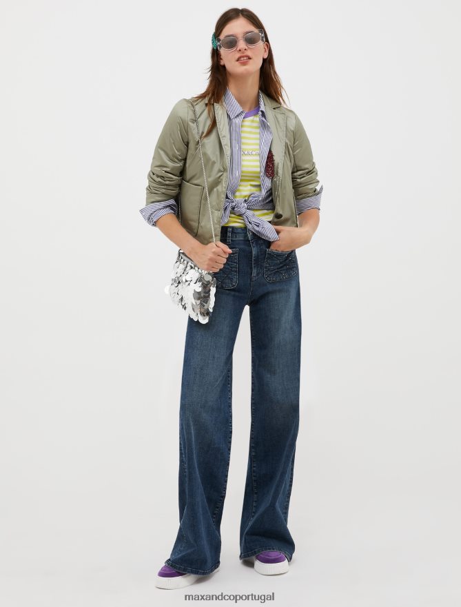 vestuário ponto MAX&Co. mulheres jaqueta cropped acolchoada verde sálvia B40R64911