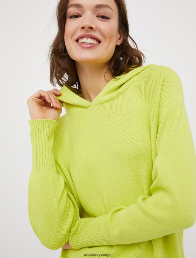 vestuário ponto MAX&Co. mulheres moletom de algodão e caxemira azul claro B40R64644