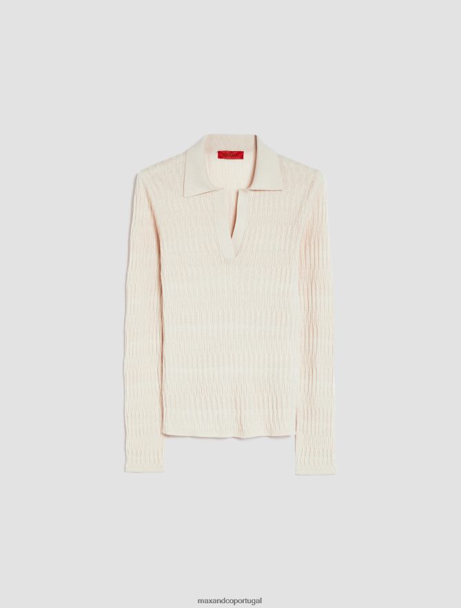 vestuário ponto MAX&Co. mulheres camisa pólo algodão e modal bege B40R64342