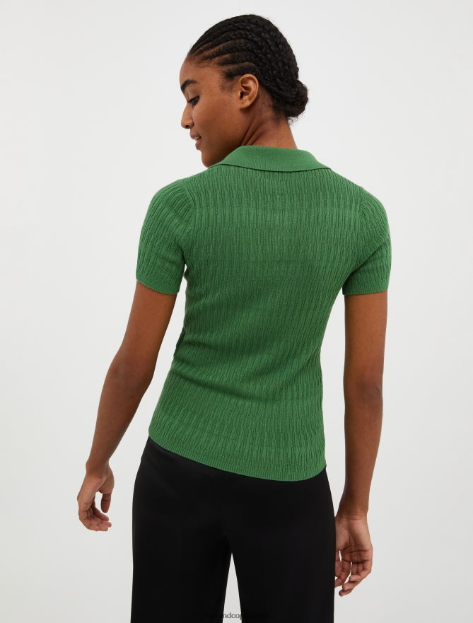 vestuário ponto MAX&Co. mulheres camisa pólo de algodão e mistura modal padrão verde B40R64310