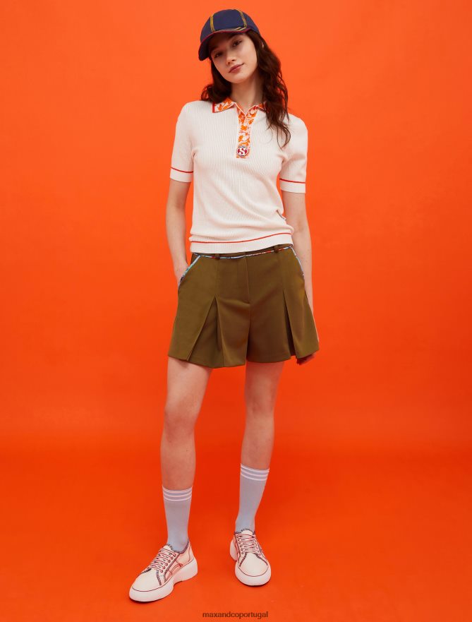 vestuário ponto MAX&Co. mulheres camisa polo superga tricotada padrão de marfim B40R64380