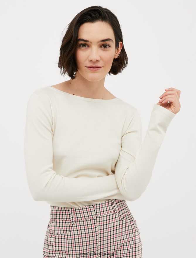 vestuário ponto MAX&Co. mulheres jumper com gola canoa padrão branco B40R64384