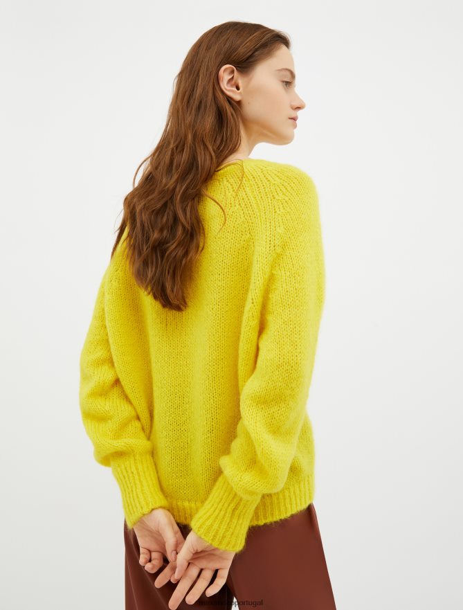 vestuário ponto MAX&Co. mulheres pulôver com mistura de mohair amarelo claro B40R64414