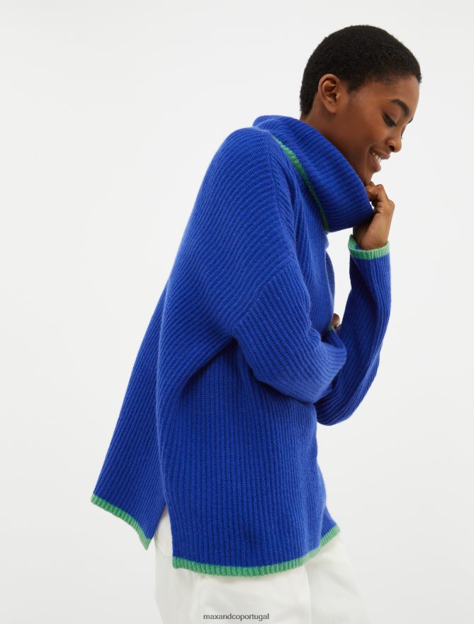 vestuário ponto MAX&Co. mulheres pulôver de caxemira com gola alta roxo B40R64392