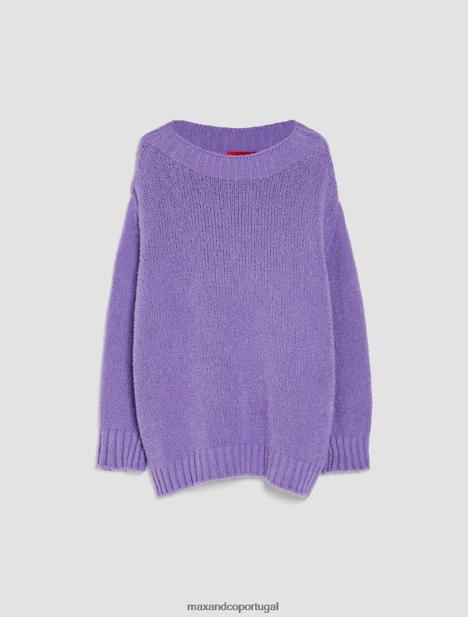 vestuário ponto MAX&Co. mulheres suéter casulo de algodão oversized padrão lilás B40R64376