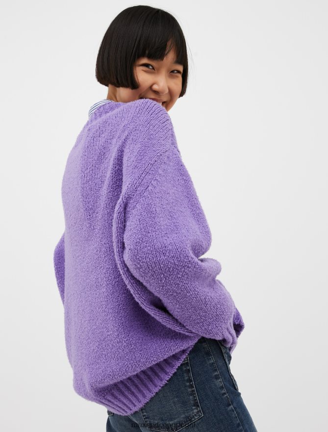 vestuário ponto MAX&Co. mulheres suéter casulo de algodão oversized padrão lilás B40R64376