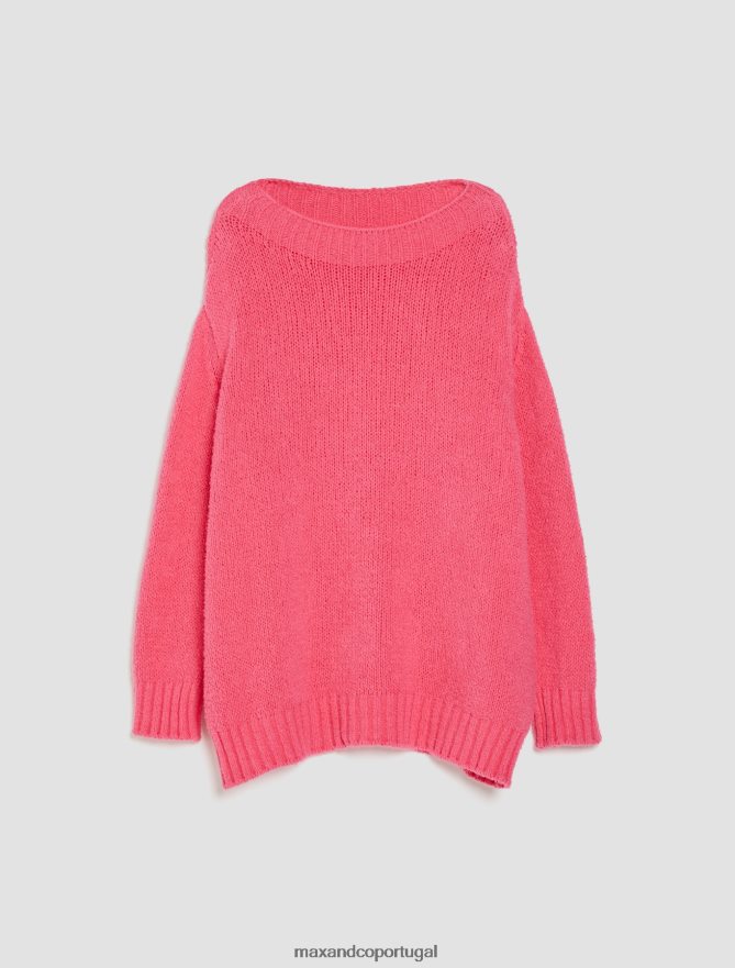 vestuário ponto MAX&Co. mulheres suéter casulo de algodão oversized rosa rosa B40R64377