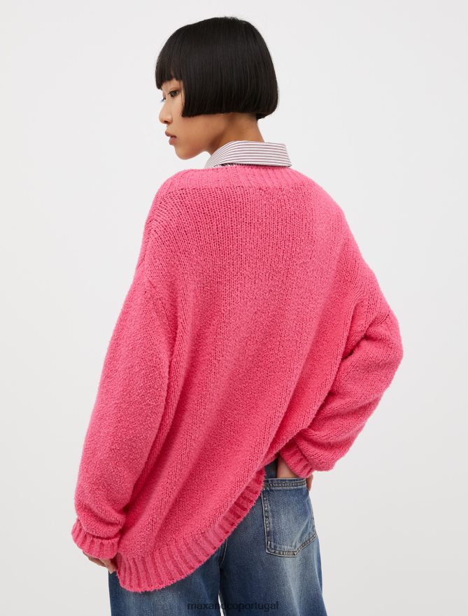 vestuário ponto MAX&Co. mulheres suéter casulo de algodão oversized rosa rosa B40R64377