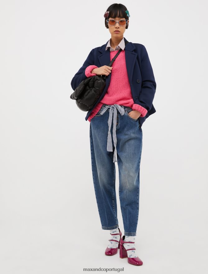 vestuário ponto MAX&Co. mulheres suéter casulo de algodão oversized rosa rosa B40R64377