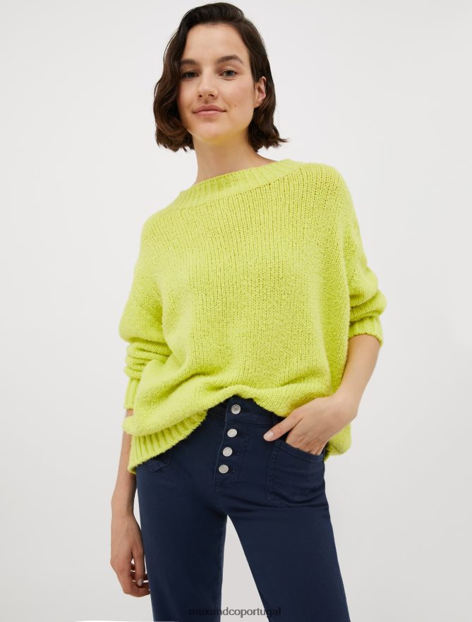 vestuário ponto MAX&Co. mulheres suéter casulo de algodão oversized verde esmeralda B40R64375