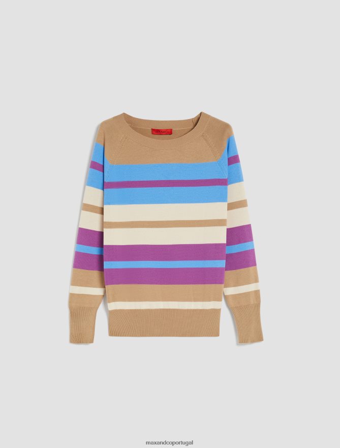 vestuário ponto MAX&Co. mulheres suéter de algodão com intarsia padrão de camelo B40R64424