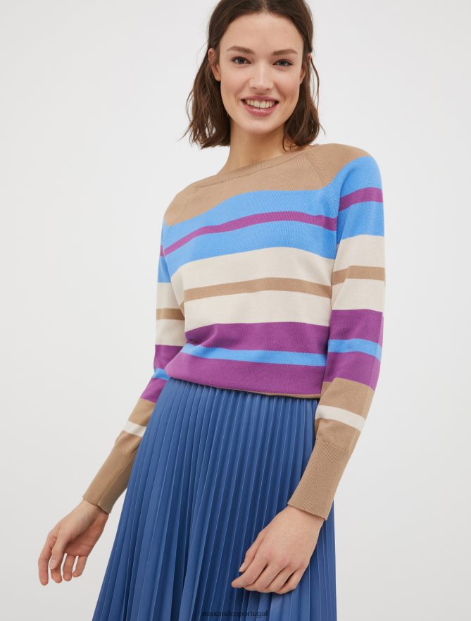 vestuário ponto MAX&Co. mulheres suéter de algodão com intarsia padrão de camelo B40R64424