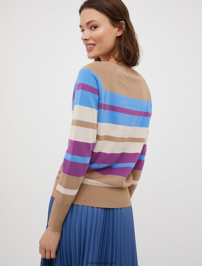 vestuário ponto MAX&Co. mulheres suéter de algodão com intarsia padrão de camelo B40R64424