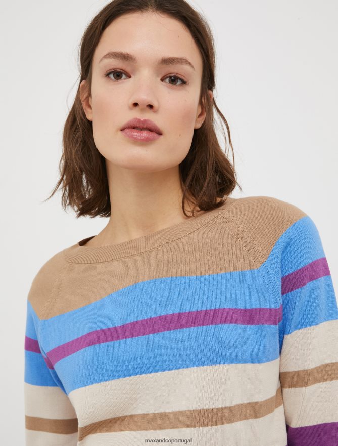 vestuário ponto MAX&Co. mulheres suéter de algodão com intarsia padrão de camelo B40R64424