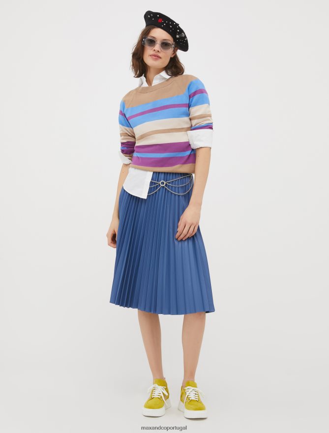 vestuário ponto MAX&Co. mulheres suéter de algodão com intarsia padrão de camelo B40R64424