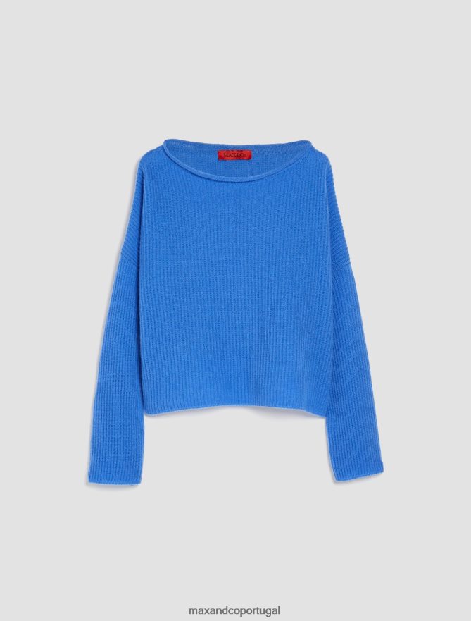 vestuário ponto MAX&Co. mulheres suéter de cashmere com nervuras azul claro B40R64433