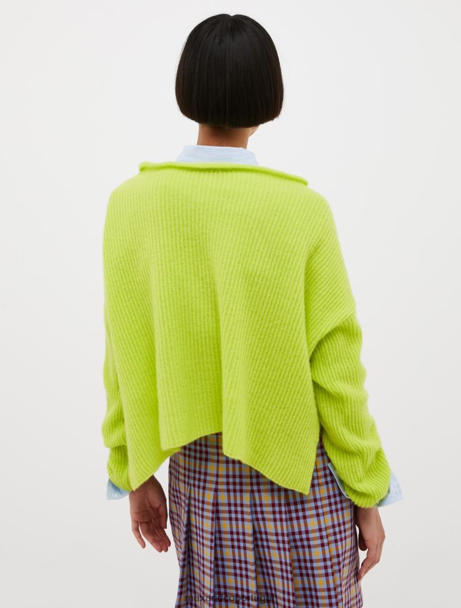 vestuário ponto MAX&Co. mulheres suéter de cashmere com nervuras verde ácido B40R64432