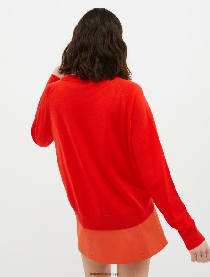 vestuário ponto MAX&Co. mulheres suéter de lã com nervuras mandarim B40R64354