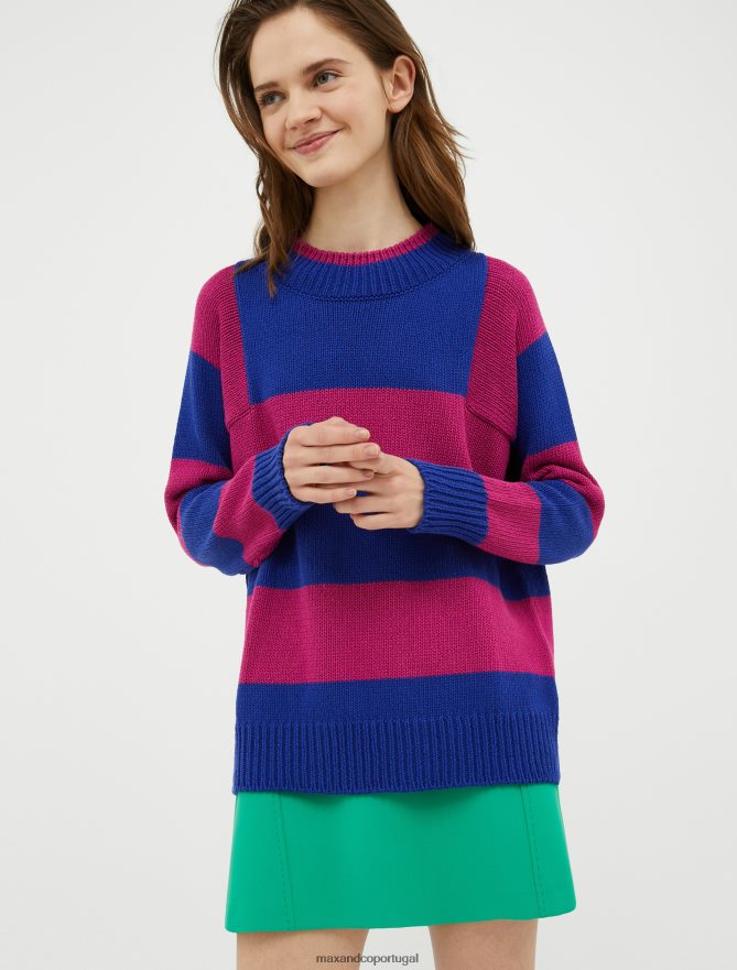 vestuário ponto MAX&Co. mulheres suéter de malha grossa de algodão azul da meia noite B40R64350