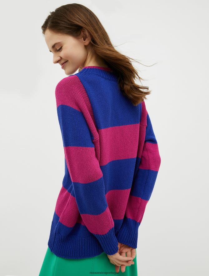 vestuário ponto MAX&Co. mulheres suéter de malha grossa de algodão azul da meia noite B40R64350