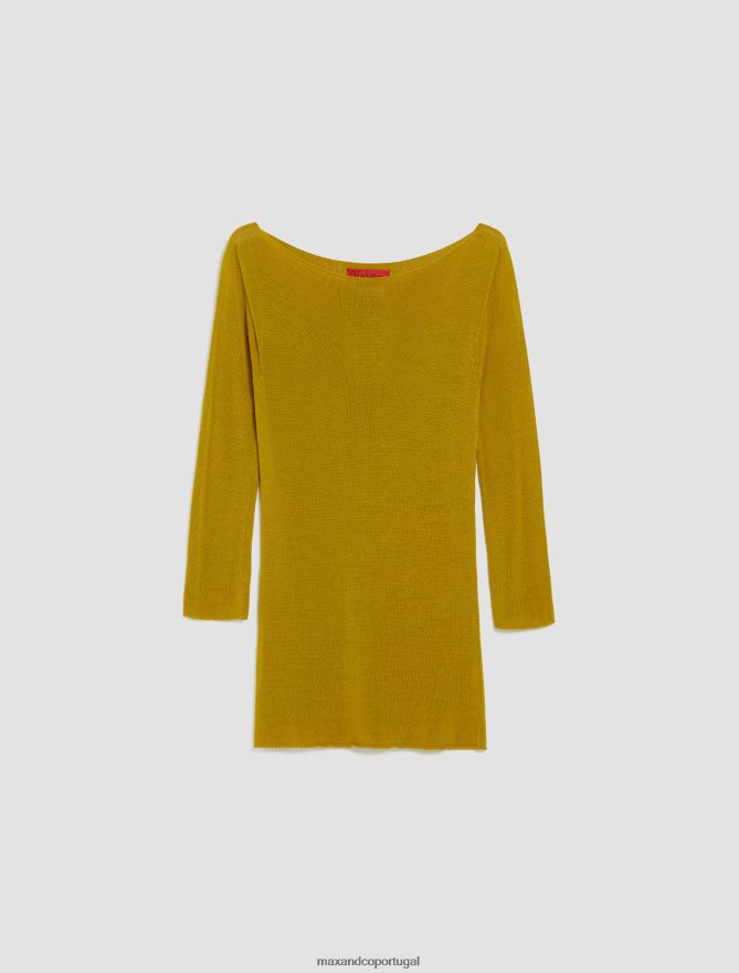 vestuário ponto MAX&Co. mulheres suéter de tricô com gola canoa ouro B40R64320