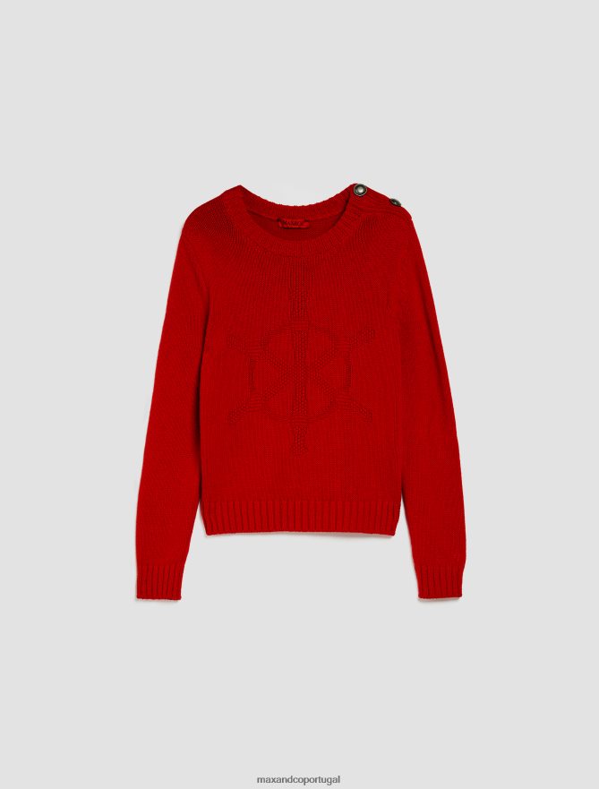 vestuário ponto MAX&Co. mulheres suéter listrado de intársia vermelho B40R64337