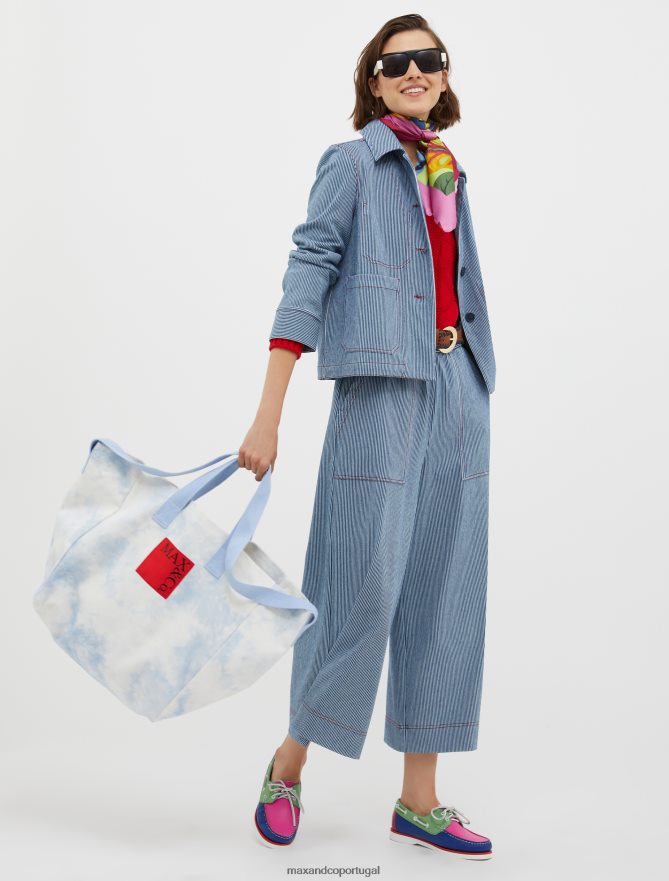 vestuário ponto MAX&Co. mulheres suéter listrado de intársia vermelho B40R64337