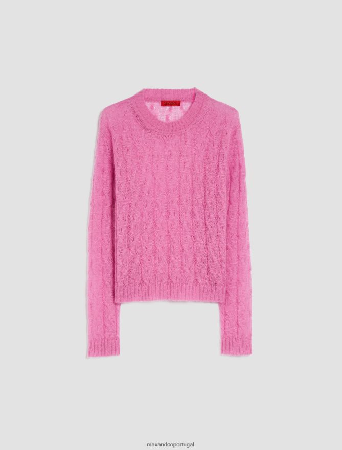 vestuário ponto MAX&Co. mulheres suéter tricotado com mistura de mohair rosa B40R64404