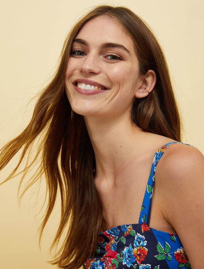 vestuário ponto MAX&Co. mulheres pessoas, lugares, cor vestido corola fantasia azul marinho B40R6432