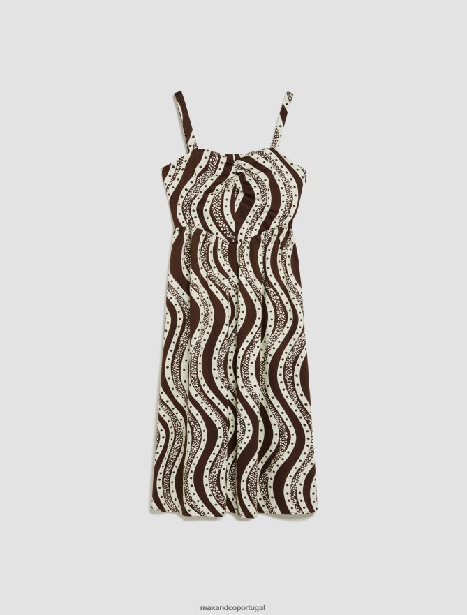 vestuário ponto MAX&Co. mulheres pessoas, lugares, cor vestido corola padrão marrom B40R6430