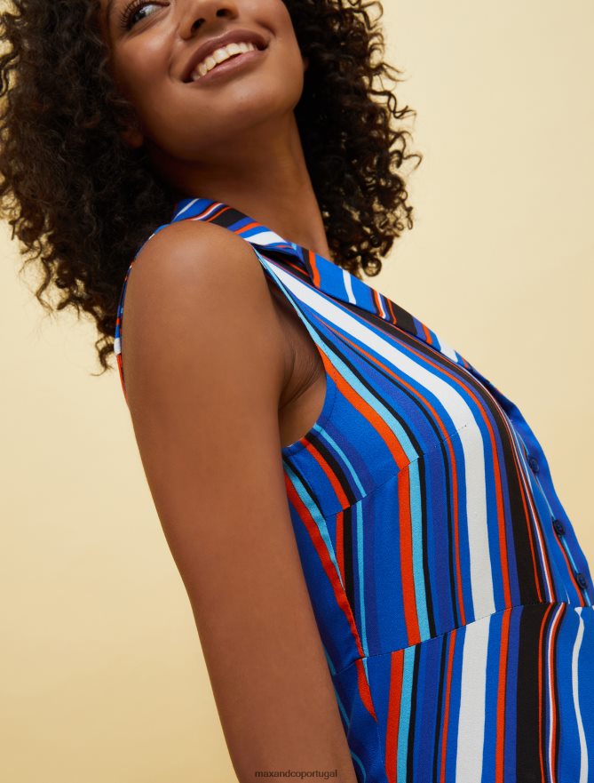 vestuário ponto MAX&Co. mulheres pessoas, lugares, vestido de zibelina colorida fantasia azul marinho B40R64115