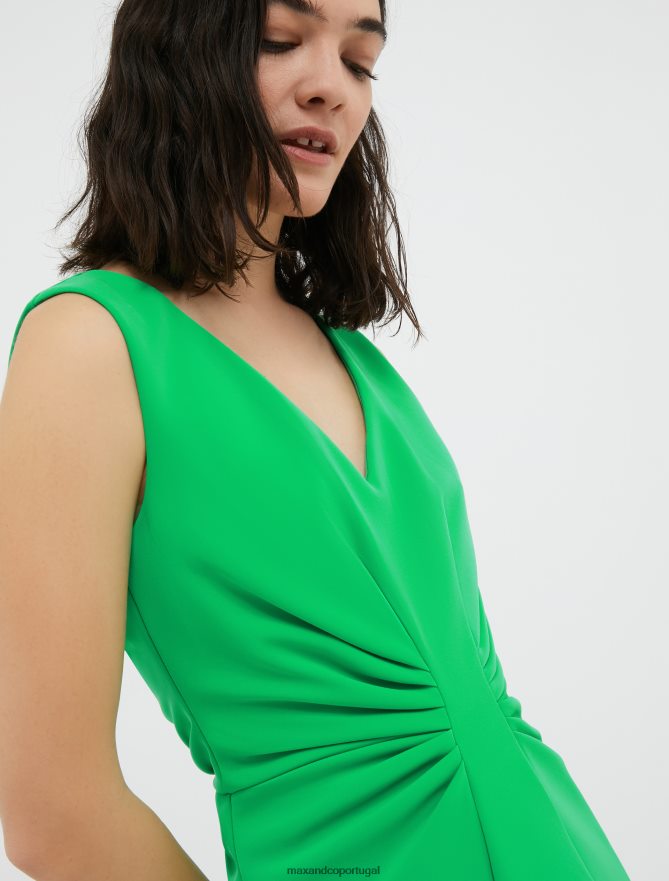 vestuário ponto MAX&Co. mulheres vestido bainha em jérsei drapeado céu azul B40R6476