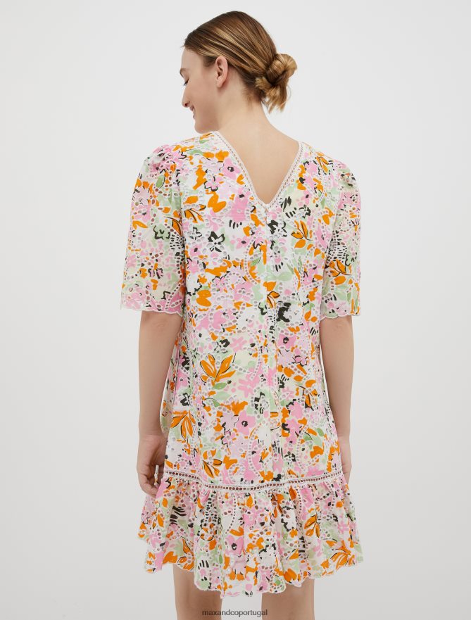 vestuário ponto MAX&Co. mulheres vestido bordado inglês em algodão padrão amarelo limão B40R64100