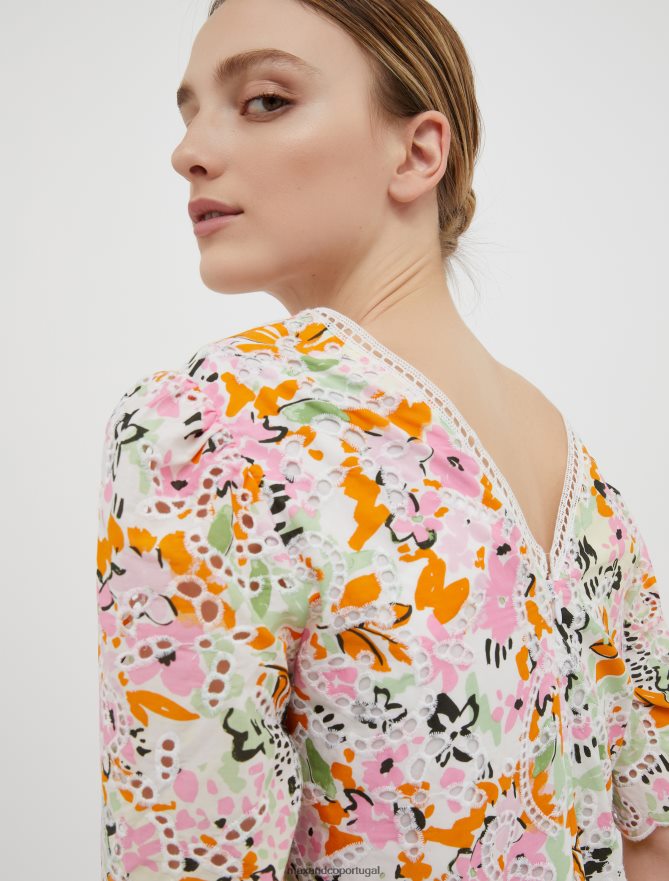 vestuário ponto MAX&Co. mulheres vestido bordado inglês em algodão padrão amarelo limão B40R64100