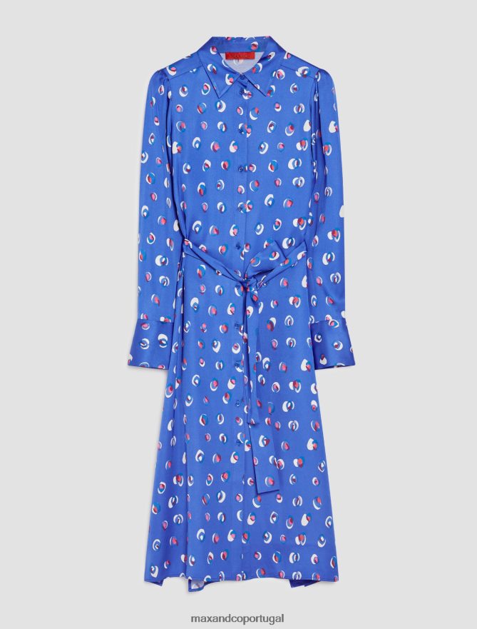 vestuário ponto MAX&Co. mulheres vestido camisa de cetim estampado padrão verde B40R64131