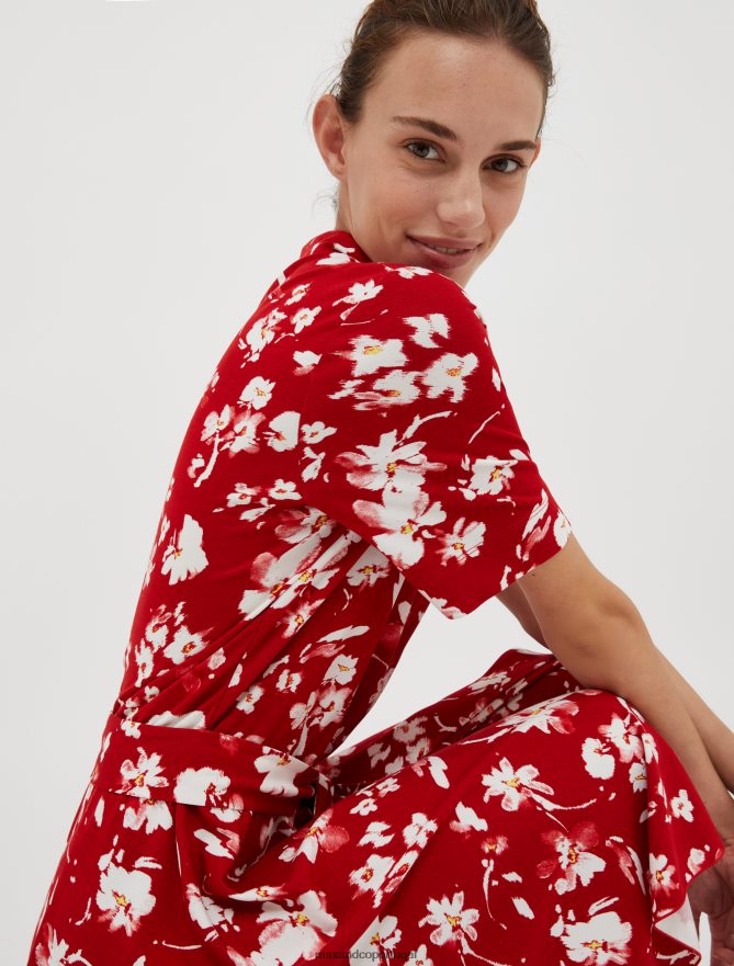 vestuário ponto MAX&Co. mulheres vestido camisa jersey com estampa floral vermelho B40R6465