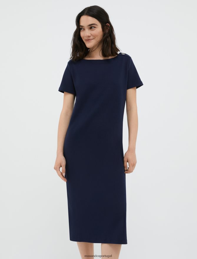 vestuário ponto MAX&Co. mulheres vestido camiseta listrado bretão azul-marinho B40R64130