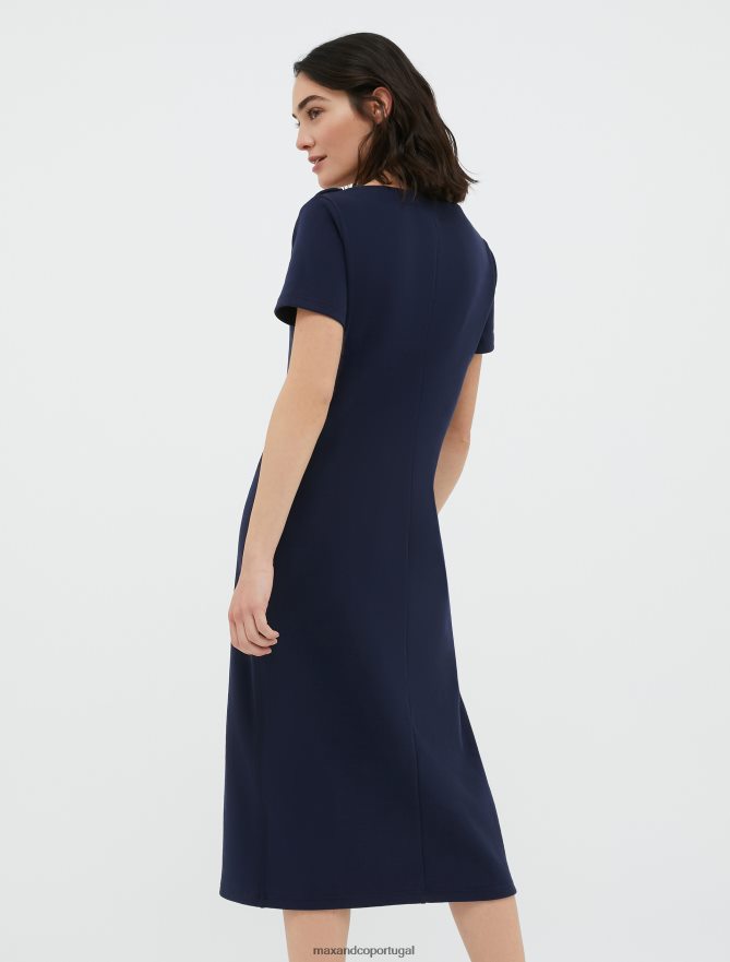 vestuário ponto MAX&Co. mulheres vestido camiseta listrado bretão azul-marinho B40R64130