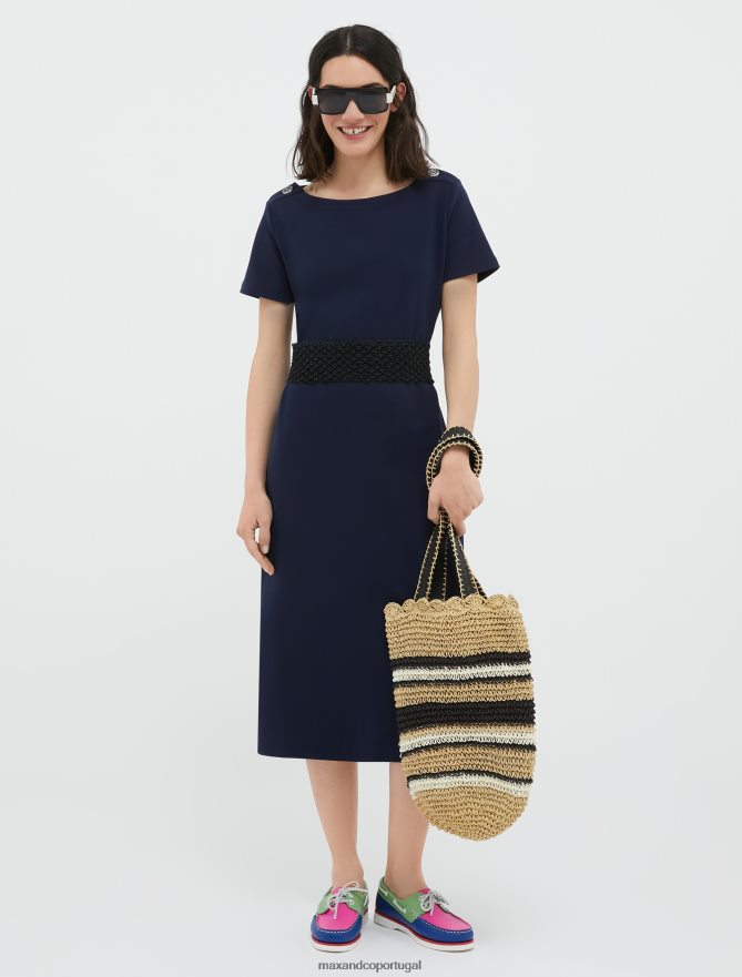 vestuário ponto MAX&Co. mulheres vestido camiseta listrado bretão azul-marinho B40R64130