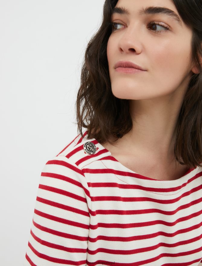 vestuário ponto MAX&Co. mulheres vestido camiseta listrado bretão vermelho B40R64106