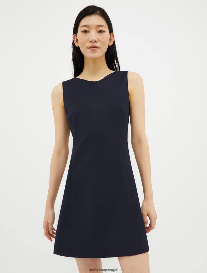 vestuário ponto MAX&Co. mulheres vestido com bainha elástica azul-marinho B40R6446