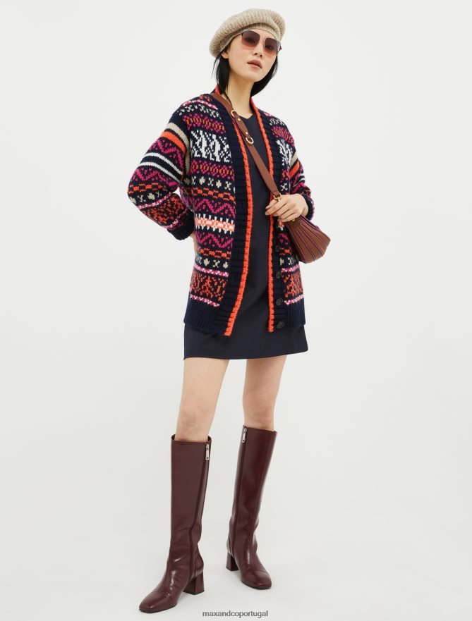 vestuário ponto MAX&Co. mulheres vestido com bainha elástica azul-marinho B40R6446