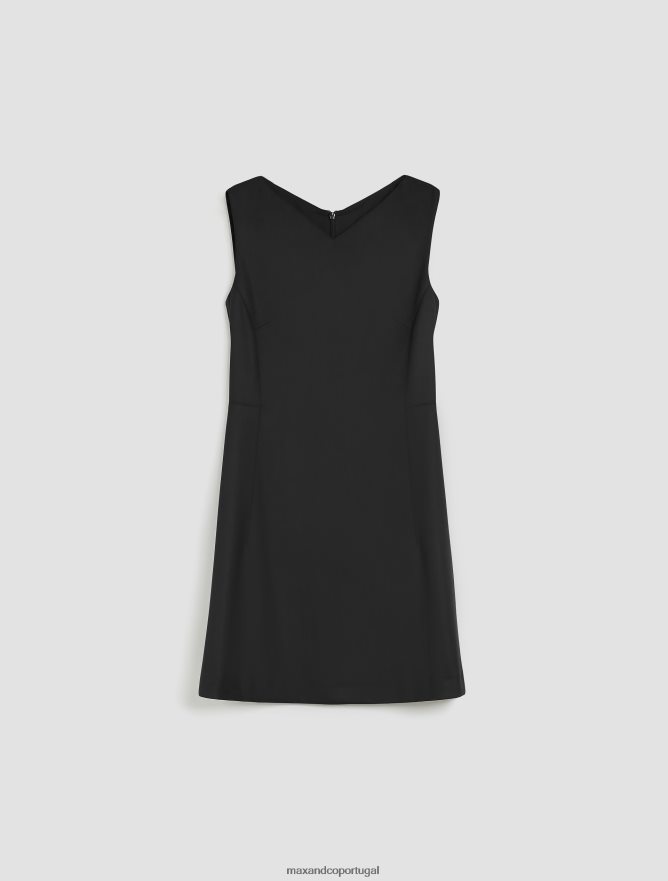vestuário ponto MAX&Co. mulheres vestido com bainha elástica preto B40R6447