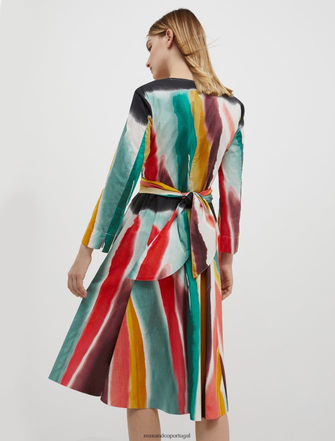 vestuário ponto MAX&Co. mulheres vestido corola de popeline de algodão padrão fúcsia B40R6456