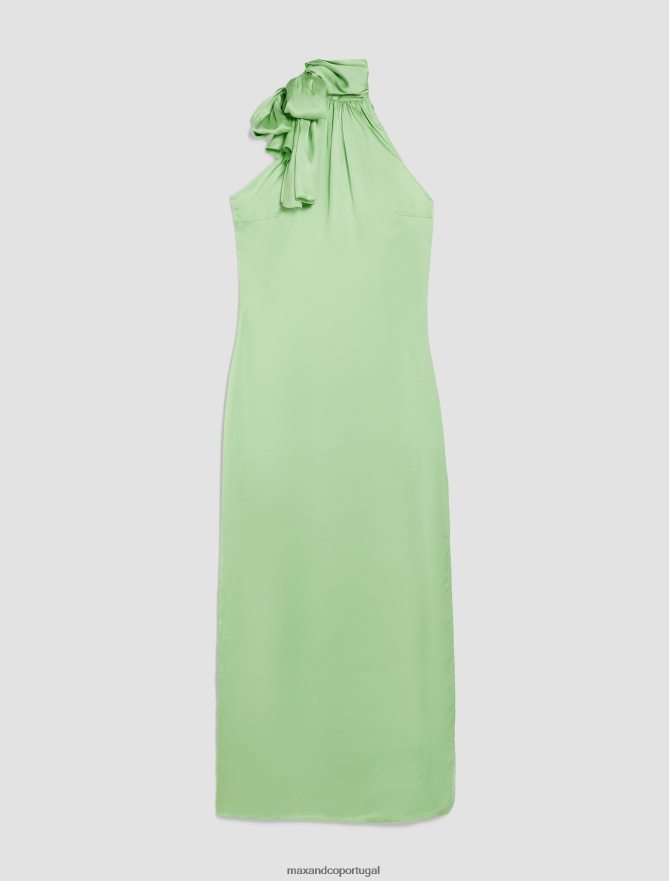 vestuário ponto MAX&Co. mulheres vestido de cetim ombro a ombro verde B40R649