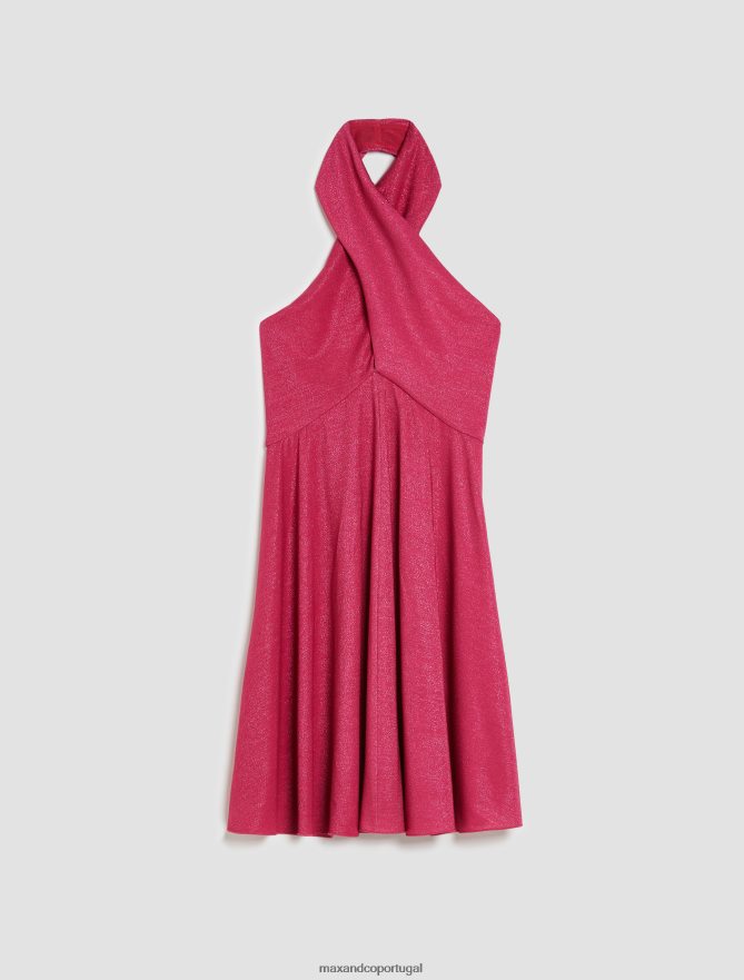 vestuário ponto MAX&Co. mulheres vestido de festa em jersey lurex vermelho B40R6450