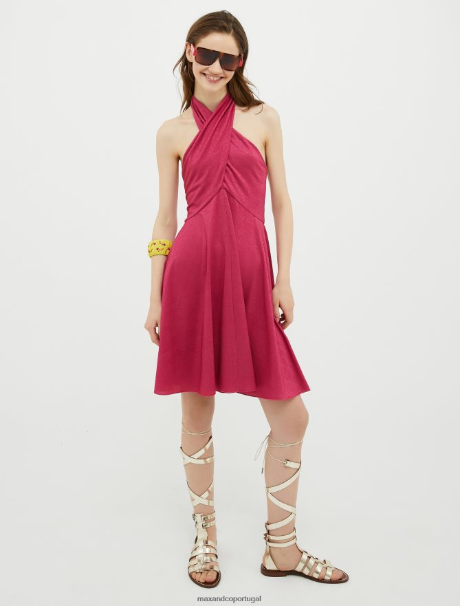 vestuário ponto MAX&Co. mulheres vestido de festa em jersey lurex vermelho B40R6450