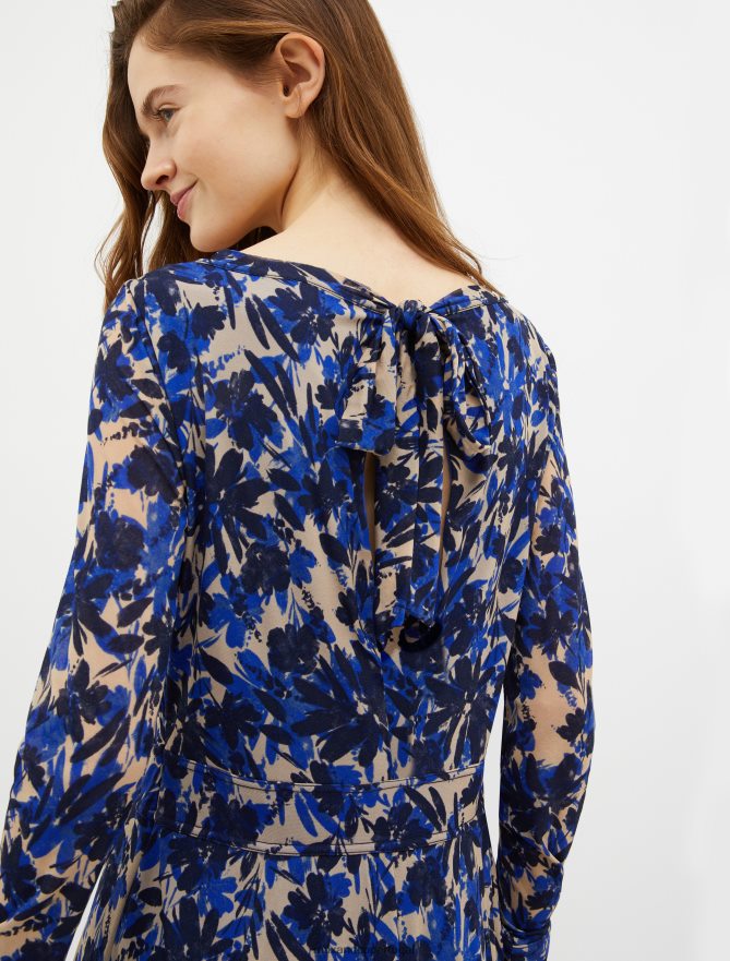 vestuário ponto MAX&Co. mulheres vestido de jérsei de tule evasê azul-marinho B40R6453