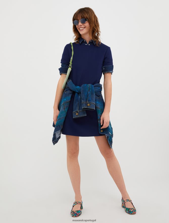 vestuário ponto MAX&Co. mulheres vestido de jersey stretch texturizado porcelana azul B40R64120